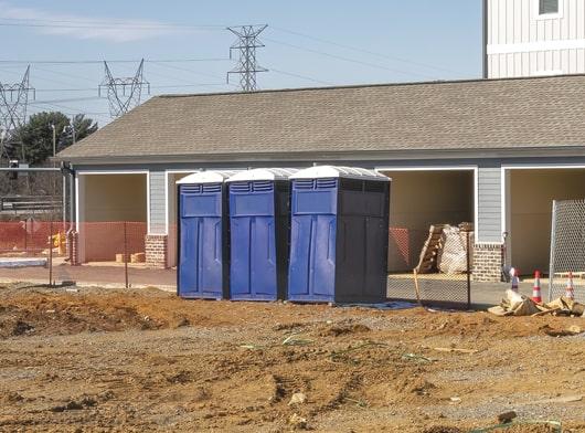 multiple construction portable toilets can be rented at once for a single work site in order to accommodate multiple employees and prevent lines